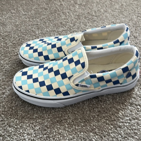 Vans Women’s Checkerboard Slip-On Shoes - Blue & White - Picture 6 of 6